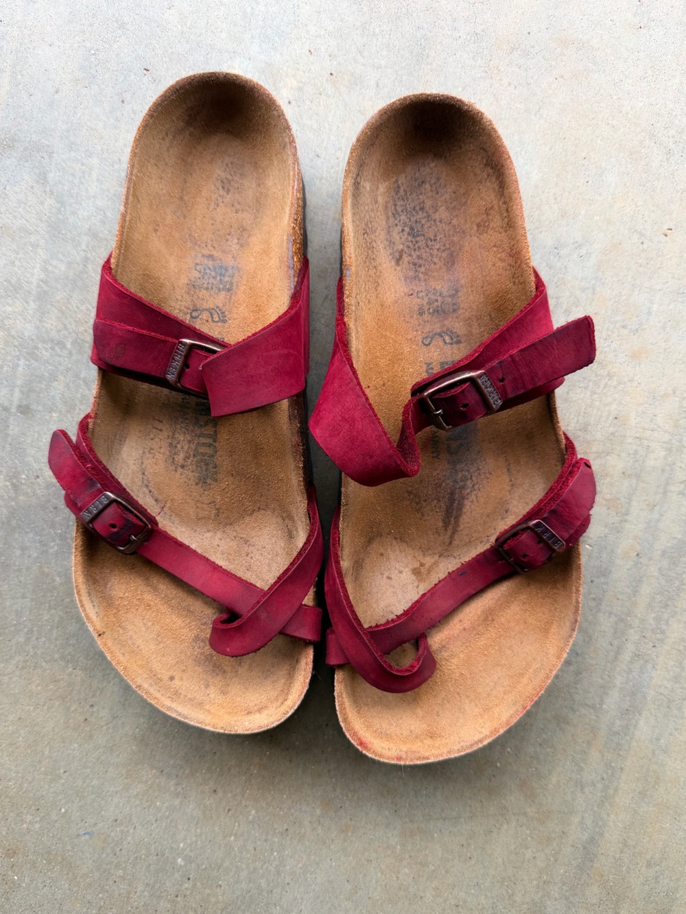 Birkenstock 38 Mayari 100% Leather Red
